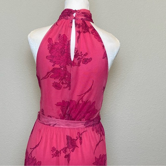 Kate and Lily Dress Maxi Tiered Halter Mock Neck Floral Belted Summer Wedding - Picture 3 of 8